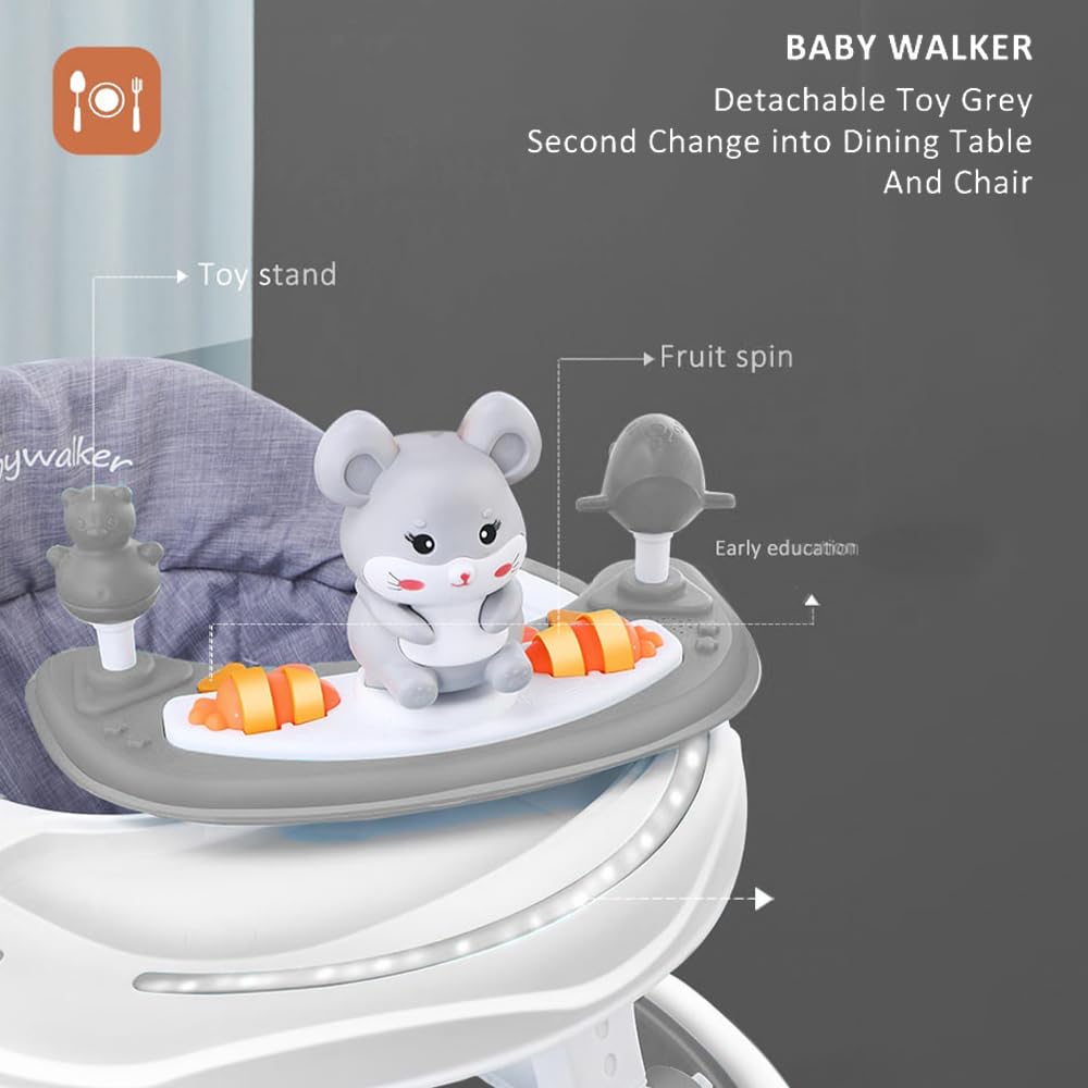 StarAndDaisy 360 Baby Walker 6-24 Months / 7 Level Height Adjustment Walker for Kids Boy and Girl with Intergrated RGB Lights, Switchable Food & Musical Toy Tray/Premium Baby Activity Walker 
