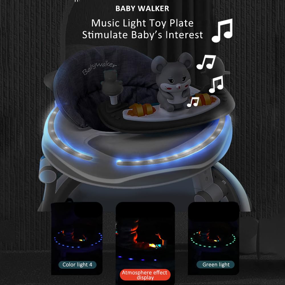 StarAndDaisy 360 Baby Walker 6-24 Months / 7 Level Height Adjustment Walker for Kids Boy and Girl with Intergrated RGB Lights, Switchable Food & Musical Toy Tray/Premium Baby Activity Walker 