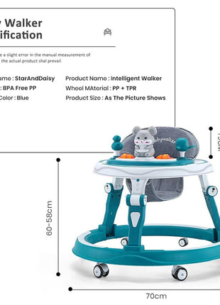StarAndDaisy 360 Baby Walker 6-24 Months / 7 Level Height Adjustment Walker for Kids Boy and Girl with Switchable Food & Musical Toy Tray/Premium Baby Activity Walker - Blue 