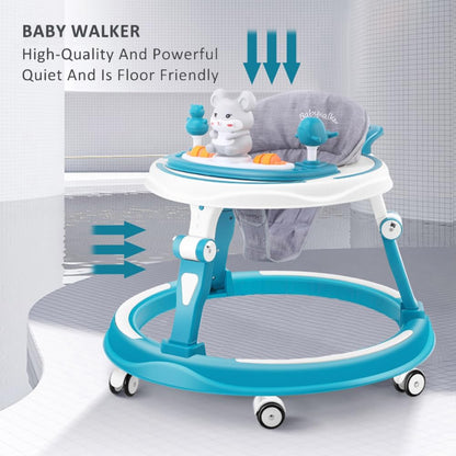 StarAndDaisy 360 Baby Walker 6-24 Months / 7 Level Height Adjustment Walker for Kids Boy and Girl with Switchable Food & Musical Toy Tray/Premium Baby Activity Walker - Blue 