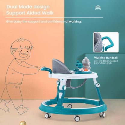 StarAndDaisy 360 Baby Walker 6-24 Months / 7 Level Height Adjustment Walker for Kids Boy and Girl with Switchable Food & Musical Toy Tray/Premium Baby Activity Walker - Blue 