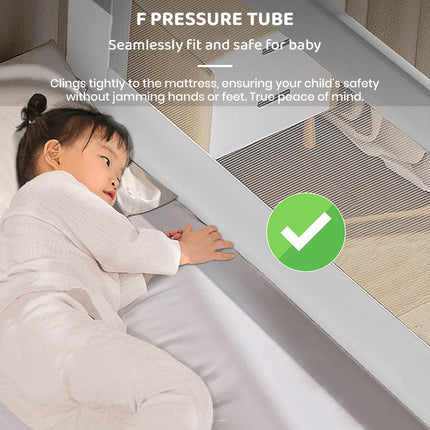 StarAndDaisy Baby Bed Guard Rail with U-Full Body Support Frame, Adjustable Height/Portable Single Side Bed Rail for Infant & Toddler's Safety (Grey & White-2 M) 
