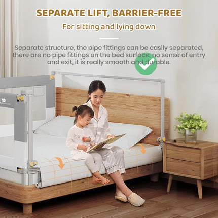 StarAndDaisy Baby Bed Guard Rail with U-Full Body Support Frame, Adjustable Height/Portable Single Side Bed Rail for Infant & Toddler's Safety (Grey & White-2 M) 