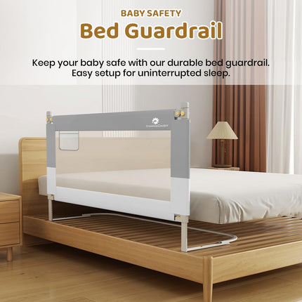 StarAndDaisy Baby Bed Guard Rail with U-Full Body Support Frame, Adjustable Height/Portable Single Side Bed Rail for Infant & Toddler's Safety (Grey & White-2 M) 