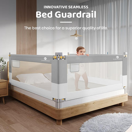 StarAndDaisy Baby Bed Guard Rail with U-Full Body Support Frame, Adjustable Height/Portable Single Side Bed Rail for Infant & Toddler's Safety (Grey & White-2 M) 