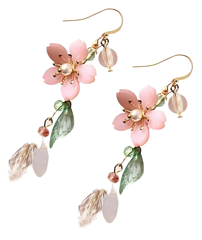 Statement Earrings for Women, Stylish Pink Flower Dangle Earrings, Korean Inspired Design, Elegant Western Style Earring for Girls, Perfect Special Occasions 