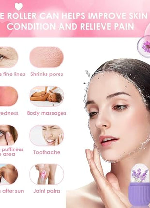 Stewit Ice Face Roller Silicone Facial Cube for Eyes Neck Massage Remove Dark Circle Pore Shrink Face Beauty Skin Care Ice Mould Kitchen Tools (Multicolor) 