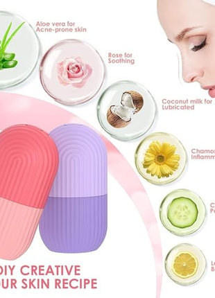 Stewit Ice Face Roller Silicone Facial Cube for Eyes Neck Massage Remove Dark Circle Pore Shrink Face Beauty Skin Care Ice Mould Kitchen Tools (Multicolor) 