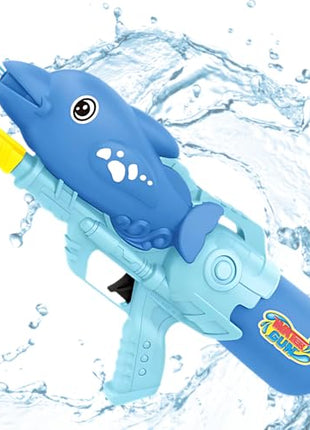 Storio Cute Dolphin Shaped Holi Pichkari Water Gun Toy for Kids with 25Ft Range |High Pressure Mechanism Ideal Outdoor Toy for Pool & Beach Fun 