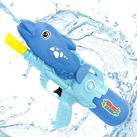 Storio Cute Dolphin Shaped Holi Pichkari Water Gun Toy for Kids with 25Ft Range |High Pressure Mechanism Ideal Outdoor Toy for Pool & Beach Fun 