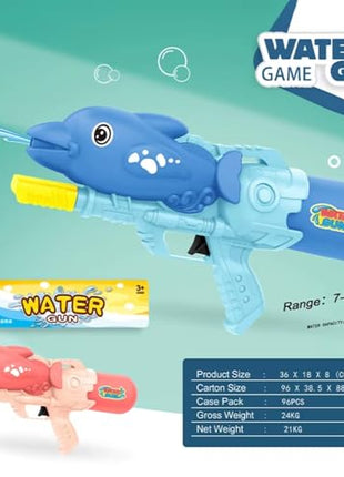 Storio Cute Dolphin Shaped Holi Pichkari Water Gun Toy for Kids with 25Ft Range |High Pressure Mechanism Ideal Outdoor Toy for Pool & Beach Fun 