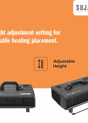 Sujata Heat Convector | 1 Year Warranty, 2000W | Room Heater for Bedroom, Heater for Room in Winter, Fire Resistance PVC Wiring, Adjustable Height & Thermostast for Temperature Control (SRH36- Black) 