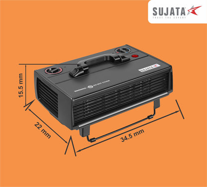 Sujata Heat Convector | 1 Year Warranty, 2000W | Room Heater for Bedroom, Heater for Room in Winter, Fire Resistance PVC Wiring, Adjustable Height & Thermostast for Temperature Control (SRH36- Black) 