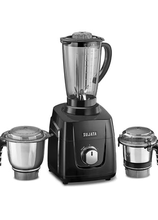 Sujata MG01 Mixer Grinder|1000 Watts Double Ball Bearing Motor|25000 RPM| Non-Stop 90 Mins Running|3 Jars including 1750ml Blender, 1000ml Grinder, 500ml Chutney Jar| (Black) 