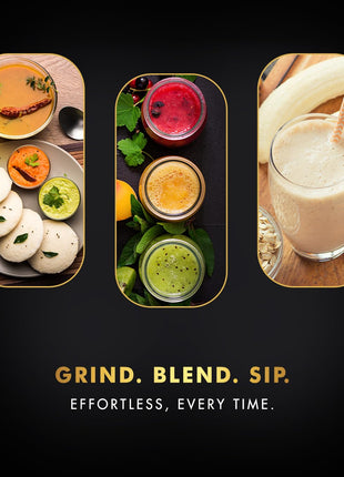 Sujata MG03 Mixer Grinder|1000 Watts Double Ball Bearing Motor|25000 RPM|Non-Stop 90 Mins Running|4 Jars including 1750ml Blender with Coconut Milk Extractor, 1500ml, 1000ml, 500ml Jar| (Black) 