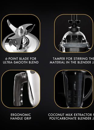 Sujata MG03 Mixer Grinder|1000 Watts Double Ball Bearing Motor|25000 RPM|Non-Stop 90 Mins Running|4 Jars including 1750ml Blender with Coconut Milk Extractor, 1500ml, 1000ml, 500ml Jar| (Black) 