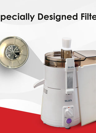 Sujata Powermatic Maxima Juicer Mixer Grinder|900 Watts Double Ball Bearing Motor|22000 RPM|Non-Stop 90 Mins Running|3 Jars including 1750ml Blender, 1000ml Grinder, 500ml Chutney Jar| (White) 