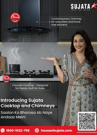 Sujata Premium Gas Stove | 9 Years Warranty | 4 Burner Gas Stove Glass Top, SABAF, ISI Certified, LPG & PNG Compatible, 360° Rotating Brass Gas Nozzle, Jumbo Brass Burner (Black) 