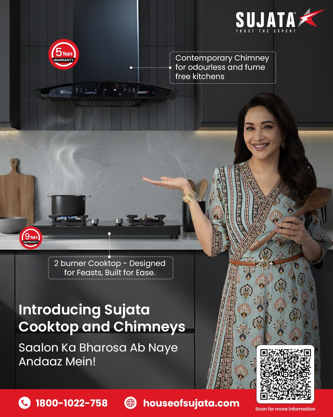 Sujata Premium Gas Stove Auto Ignition | 9 Years Warranty | Gas Stove 2 Burners Glass Top, SABAF, ISI Certified, LPG & PNG Compatible, 360° Rotating Brass Gas Nozzle, Jumbo Brass Burner (Black) 