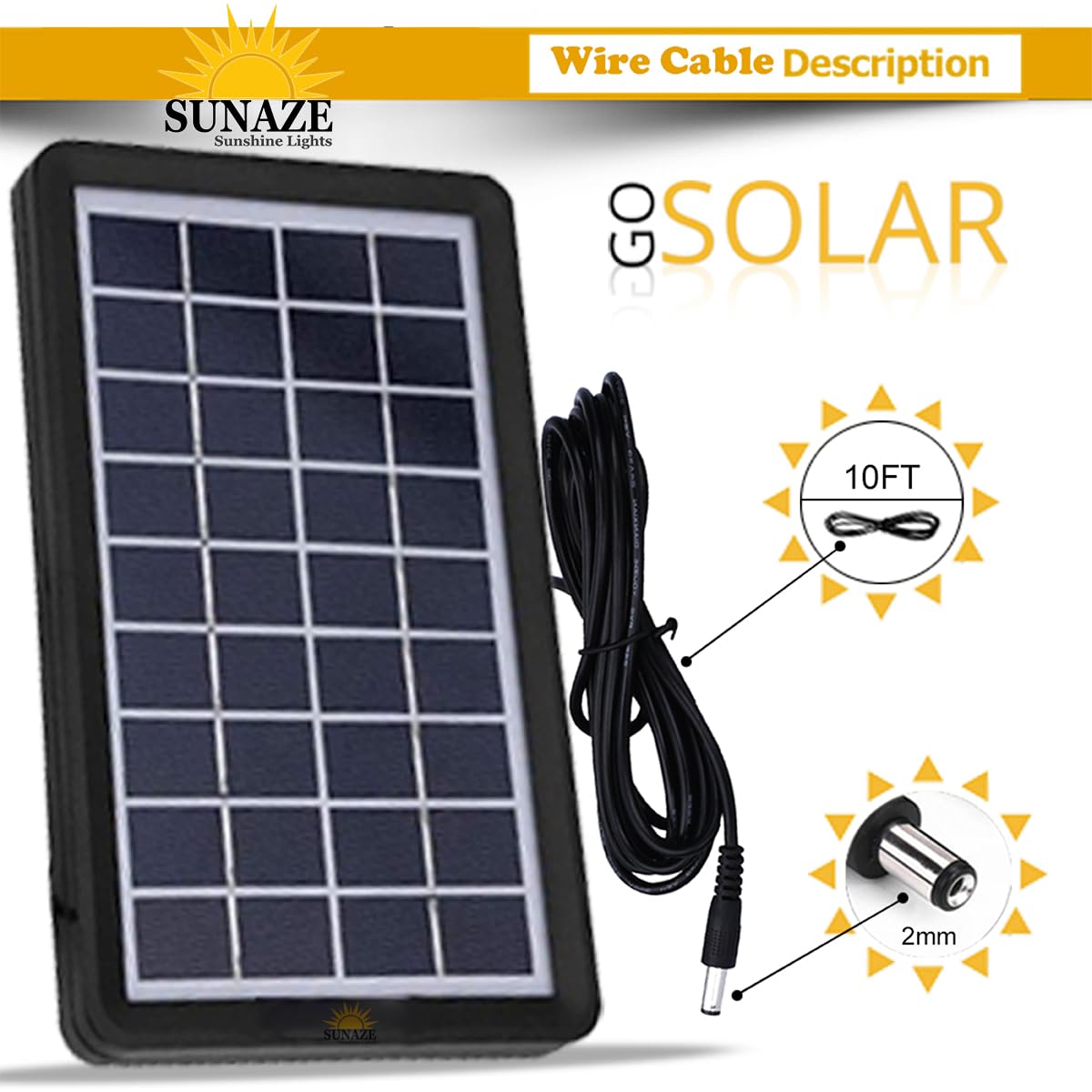 Sunaze Solar Panel 9V 3W Solar Board Waterproof 93% Light Transmittance Poly Silicon Solar Cell 9 Volt Monocrystalline Solar Panel 
