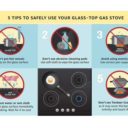 Sunflame Hob Glass Top 3 Burner Gas Stove, Manual Ignition, black 