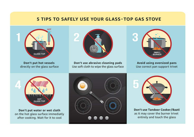 Sunflame Hob Glass Top 3 Burner Gas Stove, Manual Ignition, black 