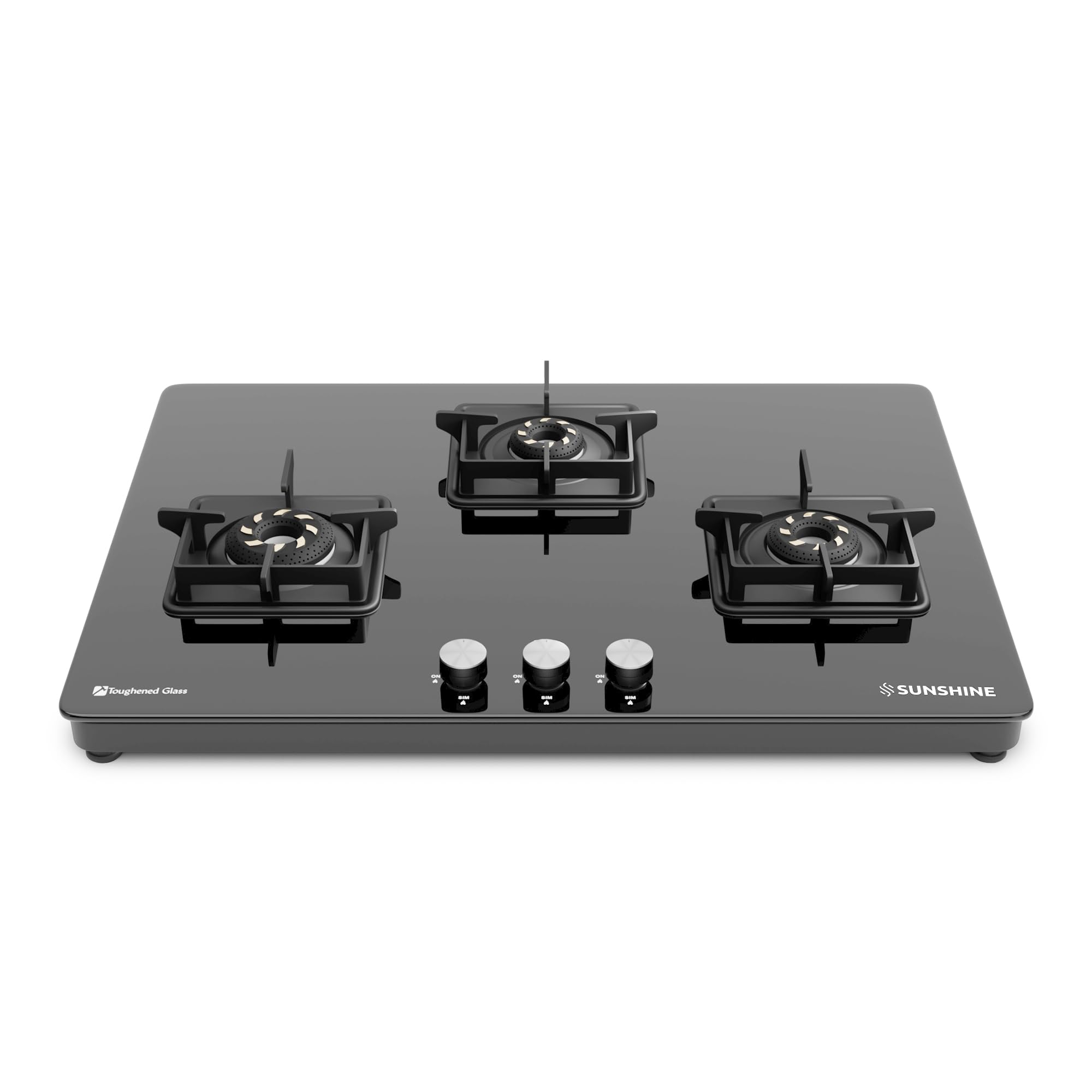 Sunshine Cooktop Sleek Sunshine Magnite 3-Burner Glass Gas Stove - LPG Ready Cooktop