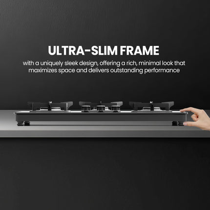 Sunshine Magnite 3 Burner | Slimmest 3 Burner Glass Gas Stove | Hob Top Cooktop | Tempered Glass, 360° Rotating Brass Gas Nozzle | Manual Ignition | LPG Ready & PNG Compatible (Premium - Black) 