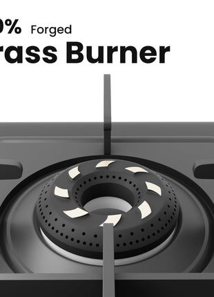 Sunshine Magnite 3 Burner | Slimmest 3 Burner Glass Gas Stove | Hob Top Cooktop | Tempered Glass, 360° Rotating Brass Gas Nozzle | Manual Ignition | LPG Ready & PNG Compatible (Premium - Black) 