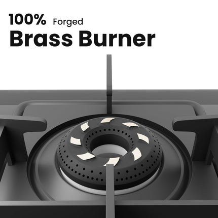 Sunshine Magnite 3 Burner | Slimmest 3 Burner Glass Gas Stove | Hob Top Cooktop | Tempered Glass, 360° Rotating Brass Gas Nozzle | Manual Ignition | LPG Ready & PNG Compatible (Premium - Black) 