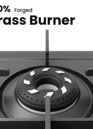 Sunshine Magnite Gas Stove | 4 Burner Glass Hob Top Cooktop | Warranty By Sunshine - 5 Year On Glass & Burner And 10 Year On Valve, Manual Ignition, SABAF, LPG Ready & PNG Compatible (Premium - Black) 