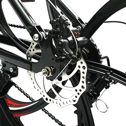 Sunspeed BMV X6 Foldable Cruiser Bicycle | 26-Inch Black Bike with 21-Speed Gears, Dual Disc Brakes, Hydraulic Suspension, and Strong Carbon Steel Frame | Great for City Rides and Off-Road Adventures 