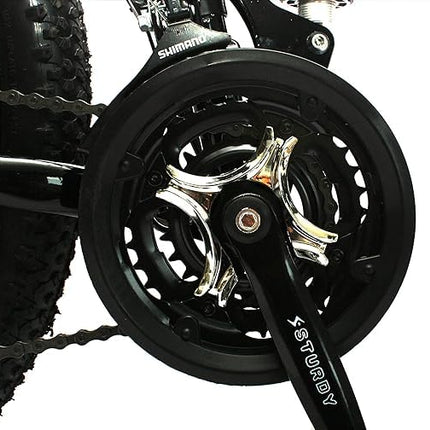 Sunspeed BMV X6 Foldable Cruiser Bicycle | 26-Inch Black Bike with 21-Speed Gears, Dual Disc Brakes, Hydraulic Suspension, and Strong Carbon Steel Frame | Great for City Rides and Off-Road Adventures 