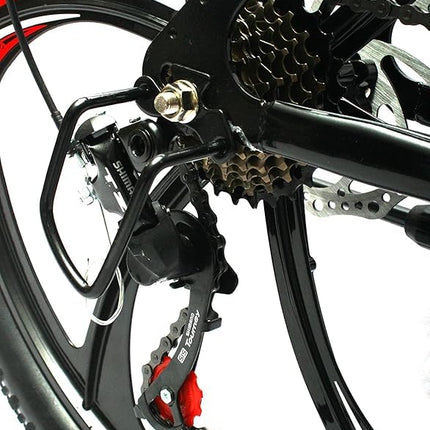 Sunspeed BMV X6 Foldable Cruiser Bicycle | 26-Inch Black Bike with 21-Speed Gears, Dual Disc Brakes, Hydraulic Suspension, and Strong Carbon Steel Frame | Great for City Rides and Off-Road Adventures 