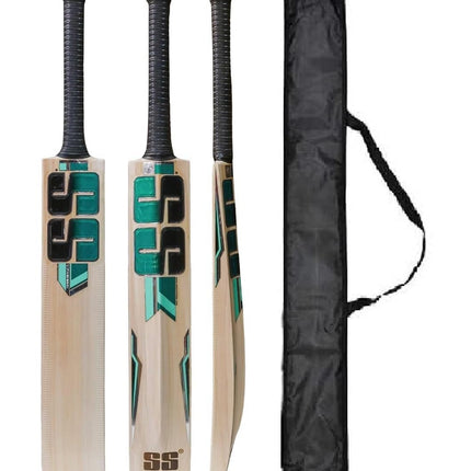 Super Strock (S.S Green) Cricket Bat Full Size Kashmiri Popular Willow Cricket Bat with Bat Cover Play for Plastic Ball | Rubber Ball | Tennis Ball 