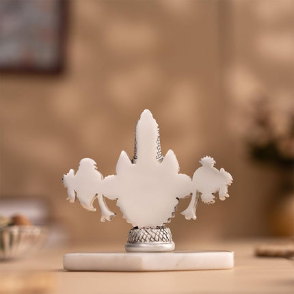 Svastika Lord Balaji Face Idol | 4 Inch Silver Plated Venkateswara Face Murti | Home Temple Decor | Spiritual Table Showpiece | Gift for Devotees and for Car Dashboard 