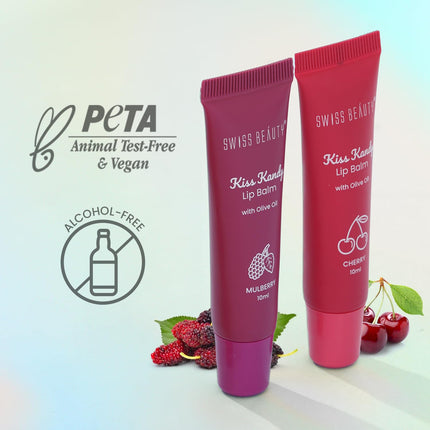 Swiss Beauty Kiss Kandy Lip Balm with Olive Oil | Moisturising | Non-Sticky | Soft & Smooth Lips | Shade - Pomegranate, 10ml 