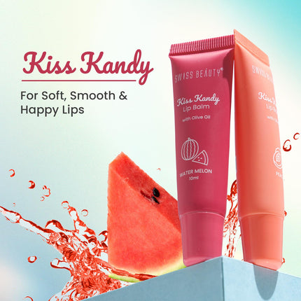Swiss Beauty Kiss Kandy Lip Balm with Olive Oil | Moisturising | Non-Sticky | Soft & Smooth Lips | Shade - Pomegranate, 10ml 