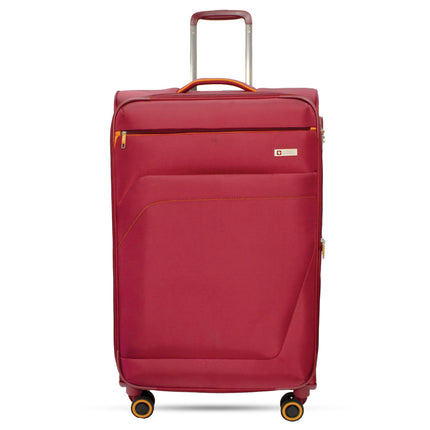Swiss Military Mercury 65CM Medium Trolley Bag, Lightweight Soft Luggage with TSA Lock, Quick Access Pocket, 360° Silent Wheels, Expandable Storage, Polyester-Nylon Material (68L) Maroon 