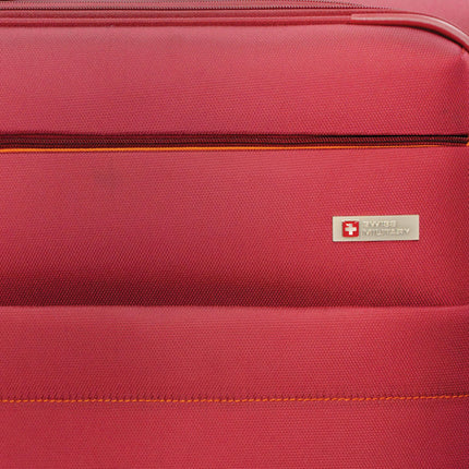 Swiss Military Mercury 65CM Medium Trolley Bag, Lightweight Soft Luggage with TSA Lock, Quick Access Pocket, 360° Silent Wheels, Expandable Storage, Polyester-Nylon Material (68L) Maroon 