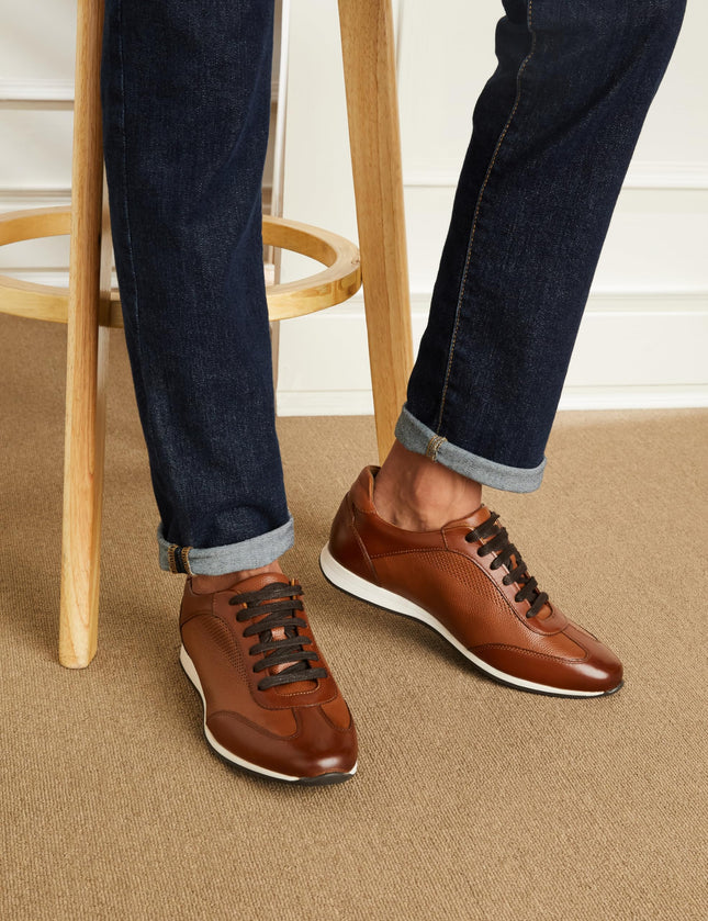 Symbol Premium Men's Smart Casual Tan Leather Sneakers_8 UK (SYP-M-CSH-SNK-01) 