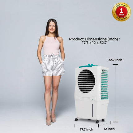 Symphony Ice Cube 27 Personal Air Cooler For Home with Powerful Fan, 3-Side Honeycomb Pads, i-Pure Technology and Low Power Consumption (27L, White) 