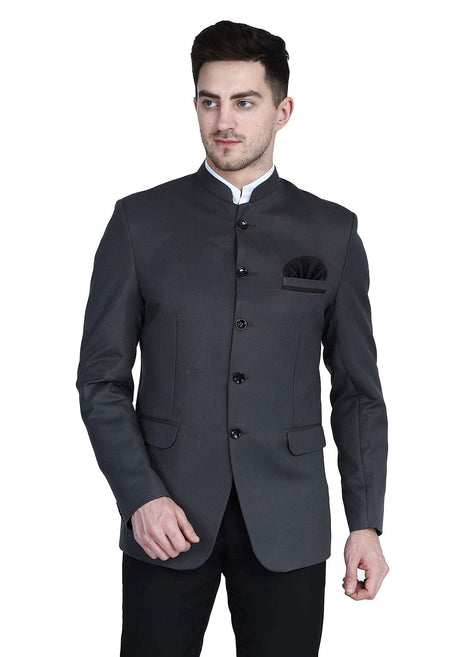 TAHVO Grey Bandgala Blazer with Hanky 