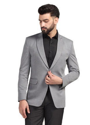 TAHVO Men Blazer Lycra Fabric Blend Slim Fit Single Breasted Blazer Color Grey Size 42 