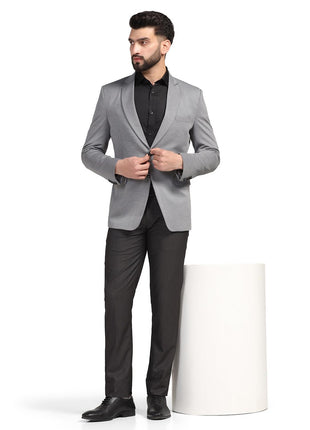 TAHVO Men Blazer Lycra Fabric Blend Slim Fit Single Breasted Blazer Color Grey Size 42 