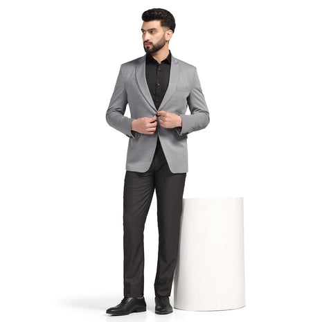 TAHVO Men Blazer Lycra Fabric Blend Slim Fit Single Breasted Blazer Color Grey Size 42 