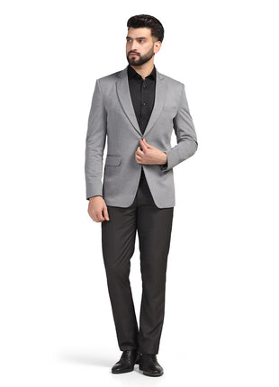 TAHVO Men Blazer Lycra Fabric Blend Slim Fit Single Breasted Blazer Color Grey Size 42 