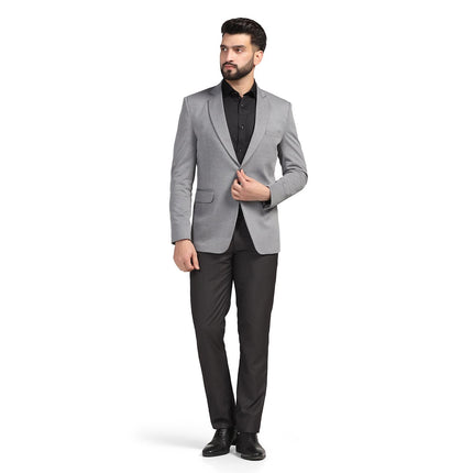 TAHVO Men Blazer Lycra Fabric Blend Slim Fit Single Breasted Blazer Color Grey Size 42 
