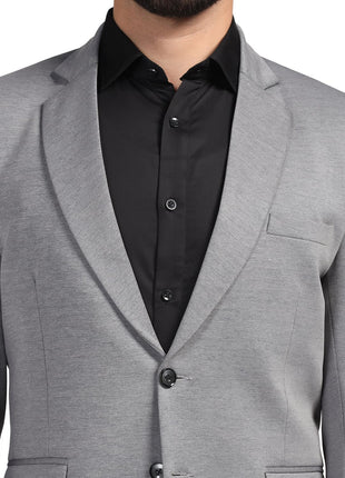 TAHVO Men Blazer Lycra Fabric Blend Slim Fit Single Breasted Blazer Color Grey Size 42 