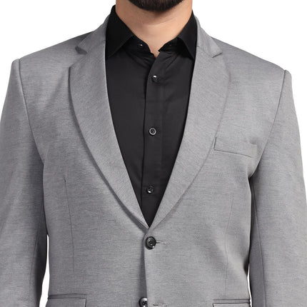 TAHVO Men Blazer Lycra Fabric Blend Slim Fit Single Breasted Blazer Color Grey Size 42 